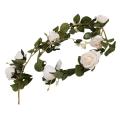 180cm Rose Vine Real Touch Silk Flowers with Green Leaveswhite