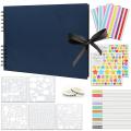 Photo Album Scrapbook,scrapbook Kit with 80 Pages Craft Paper(blue)