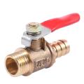 10mm X 1/4" Pt Male Thread Lever Handle Hose Barb Brass Ball Valve