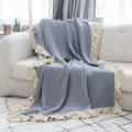 Ruffled Soft Woolen Blanket, Cotton Knitted Blanket, Sofa(light Blue)