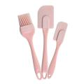 3 Pieces/set Baking Spatula Batter Silicone Spatula Brush Mixing Pink