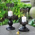 Retro Iron Decorative Candles Holder for Party Wedding 2pcs -black