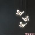 Bedside Crystal Led Pendant Light Butterfly Shape Pendant Lamp 2m