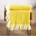 Ruffled Soft Woolen Blanket, Cotton Knitted Blanket, Sofa,(yellow)