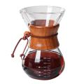 600ml Glass Coffee Kettle Stainless Filter Dripper Wooden Handle