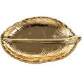 2x Decorative Gold Leaf Ceramic Plate Dish Porcelain Trinket Dish