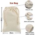 Ice Mallet and Ice Bag - Wood Hammer and Cotton Linen Bag for Ice