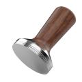 Coffee Tamper Wooden Espresso Handle Tamping Stainless Steel 58mm