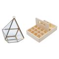 Diamond Shape Box Organizer Geometry Glass Cosmetic Storage Box