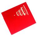 Greeting Cards Paper 3d Pop Up Laser-cut Cake with Envelope Red