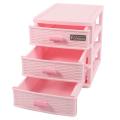 Plastic Drawer Designed 3 Compartment Jewelry Storage Box Pink