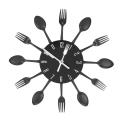 Noiseless Stainless Steel Knife and Fork Spoon Wall Clock Decor
