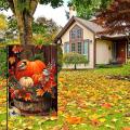 Thanksgiving Pumpkin Garden Flag 12x18 Inch Bird for Seasonal Decor
