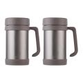 2x 500ml/17oz Thermo Mug Stainless Steel Vacuum Flasks Thermoses Grey