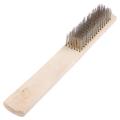 8" Length 6 Rows Brass Bristle Wood Handle Wire Scratch Brush