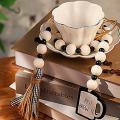 Wooden Bead Garland with Tassels, Farmhouse Tiered Trays to Decorate