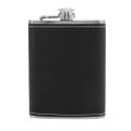 Pocket Hip Flask 8 Oz with Funnel Stainless Steel with Black Leather