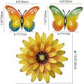 Set Of 3 Metal Butterfly and Flower Wall Decor, for Home Garden Yard