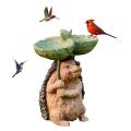 Outdoor Hedgehog Bird Bath Bowl Resin Pedestal Decoration for Garden