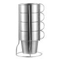 Stackable Coffee Cup Set with Cup Holder Anti-scald Cups, 4pcs Cup