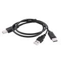 Usb 2.0 Type A Male to Dual Usb A Male Y Splitter Cable Cord Black