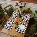 4 Pcs Black White Plaid Placemat Table Mat Tableware Plate Placemat