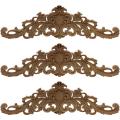 3x Carving Natural Wood Appliques for Furniture Decorative 40x11x2cm