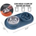 Dogs Feeder Bowl Pet Bowls with Steel Water Bowl for Puppy, Blue