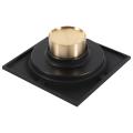 4 Inch Square Shower Drain with Removable Cover Grate Matte Black