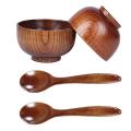 Wood Spoons Bowl Set,wooden Handmade Flatware Tableware Cutlery Soup