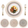Set Of 2 Breakfast Placemats Round Placemats Non-slip Multicolor