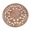 Carved Flower Carving Round Wood Appliques Figurine