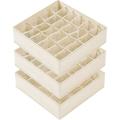 3 Pack Sock Organizer, 64 Cell Fabric Cabinet Storage Boxes Beige