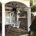 Halloween 12 Ft Spider Web and Hairy Spider Props with Stretch Cobweb