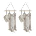 2 Pack Small Macrame Wall Hanging Decor, Leaf for Apartment Bedroom