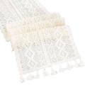 Nordic Crochet Lace Table Runner with Tassel Cotton Home Decor A