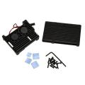 For Raspberry Pi 3 Aluminum Case with Dual Cooling Fan Metal Black