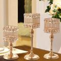 Wedding Party Crystal Gold Square Candle Holders for Home Decor -m