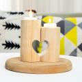 2pcs Wood Color Heart Shaped Candlestick for Guests Party Stickers-a