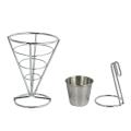 Fry Chips Cone Metal Wire Basket with Sauce Dippers