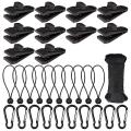 31pcs Camping Tarp Clip Set with Carabiner and Tied Rope, Accessories