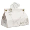 Marble Pattern Tissue Box Pu Leather Home Car Napkin Paper Container