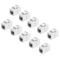 10pcs Rj45 Connector Keystone Cat6 Extension Coupler Adapter,white