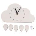 Nordic Style Nursery Wooden Cloud Water Droplets Clock Wall Hanging