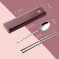Stainless Steel Cutlery Set Chopsticks Spoon Set with Box Pink
