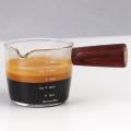 Glass Measuring Cup Espresso Shot Glass 75ml with Wood Handle