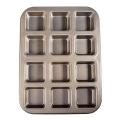 12 Cups Square Muffin Cupcake Mold for Non-stick Pastry Tool(gold)