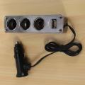 3 Way Multi Socket Car Lighter Usb Plug Triple Adapter with Usb Port