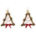 Christmas Wreath Door Window Decoration Rattan with Bow Pine Cones