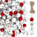 160 Pcs Christmas Snowman Wooden Beads for Diy Craft Decoration